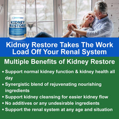 Closeup of Kidney Restore bottle highlighting delayed-release capsules for steady nourishment.
