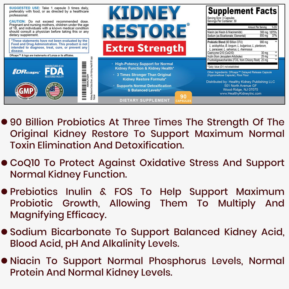 Kidney Restore capsules close-up demonstrates delayed-release capsules for gentle kidney support.