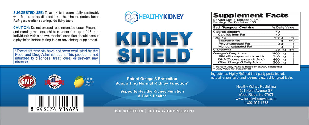 Branded packaging display emphasizes premium kidney health support.