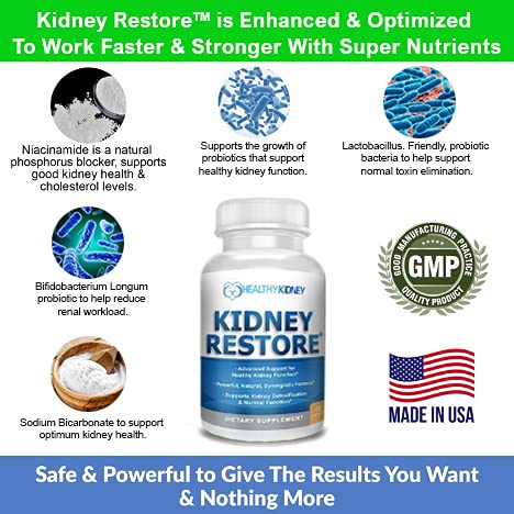 Renal health illustration linked to Kidney Restore and Kidney Shield benefits.