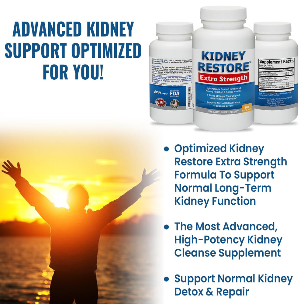 Kidney Restore sodium bicarbonate visual illustrates acid-base balance support.