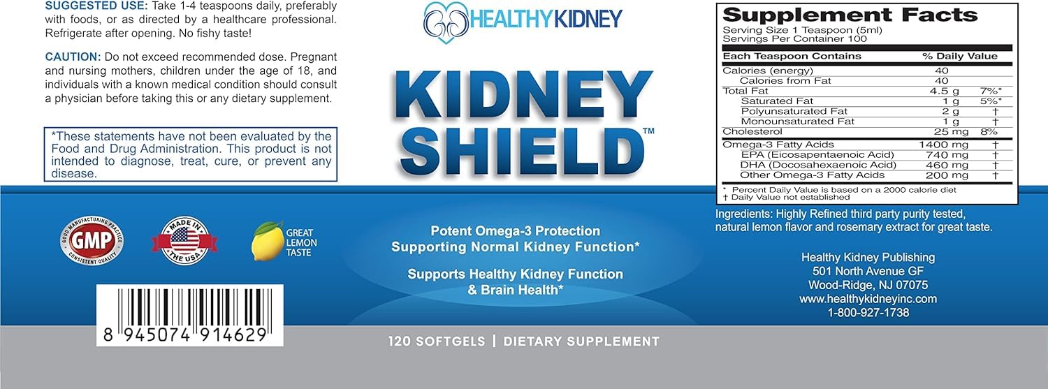 Dosage chart for Kidney Shield 2-Pack