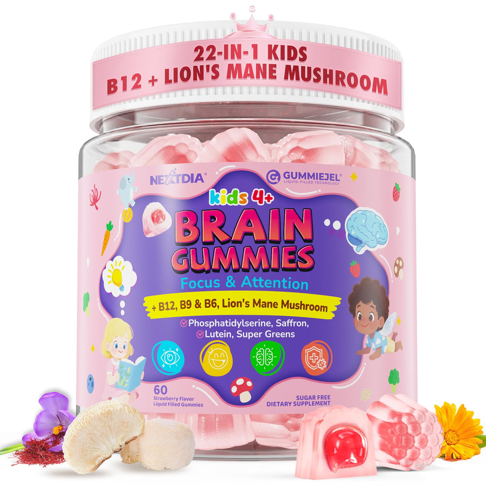 Kids Brain Gummies bottle with Lion's Mane and B vitamins