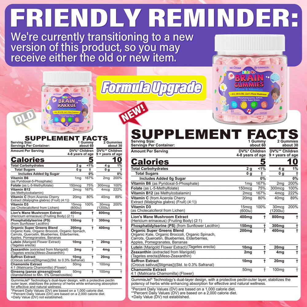 Close-up of Kids Brain Gummies strawberry flavor soft chew