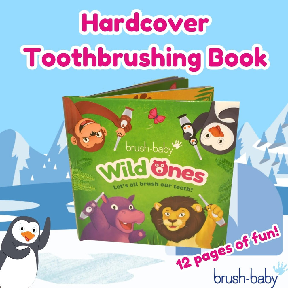 Child brushing with WildOnes characters and a sparkling smile