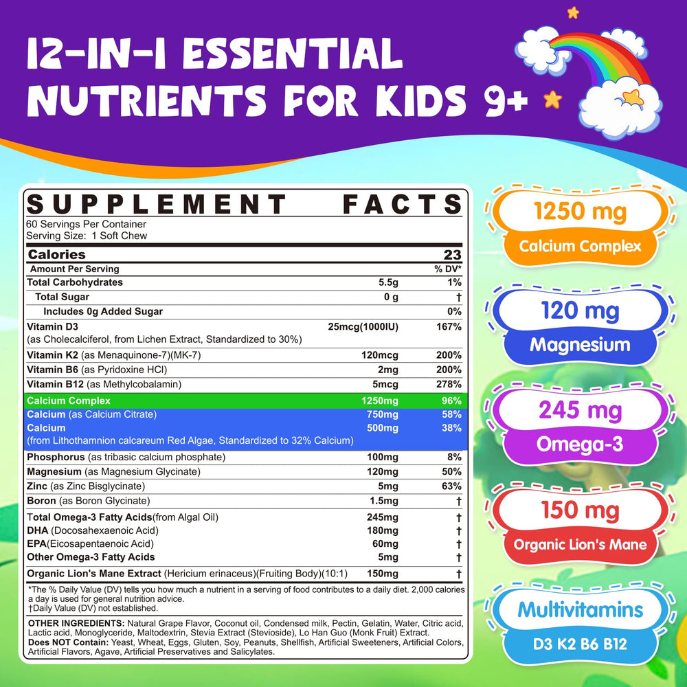 Close-up of grape-flavored dual calcium soft chew