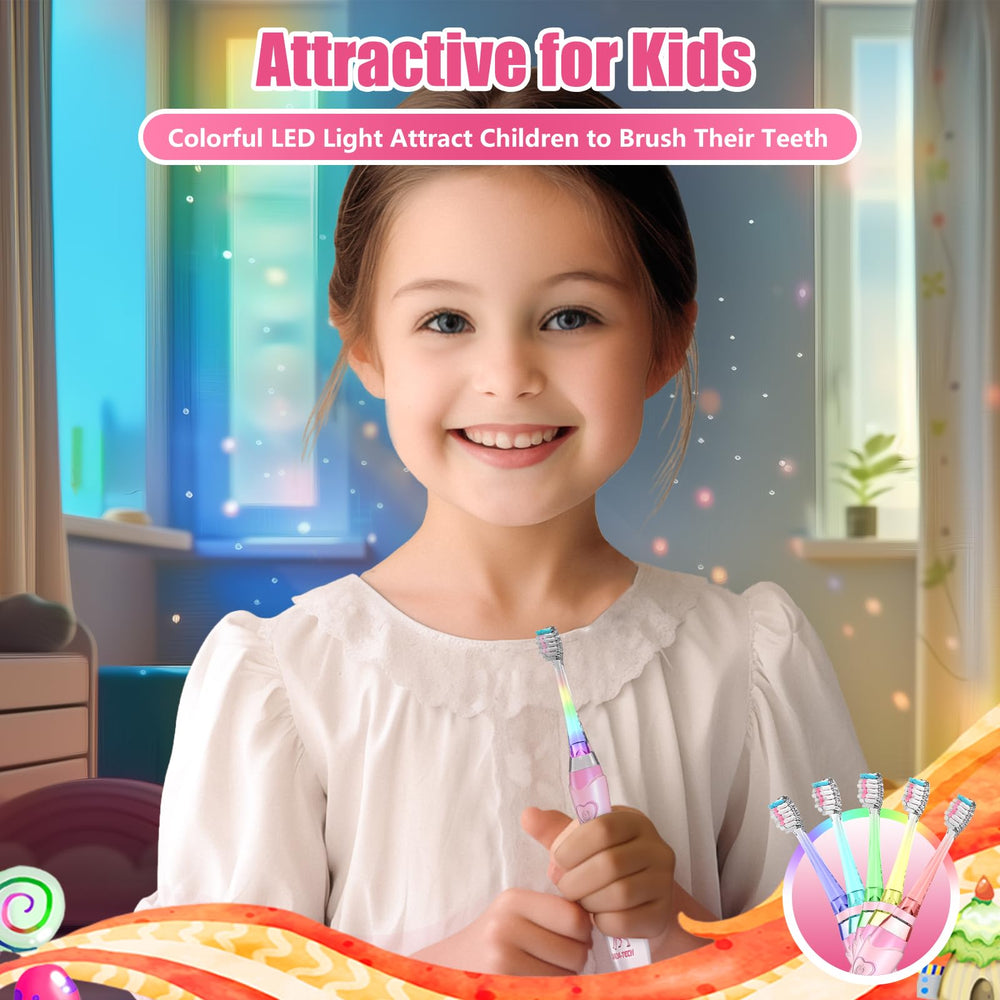 Rainbow LED light-up feature on toothbrush