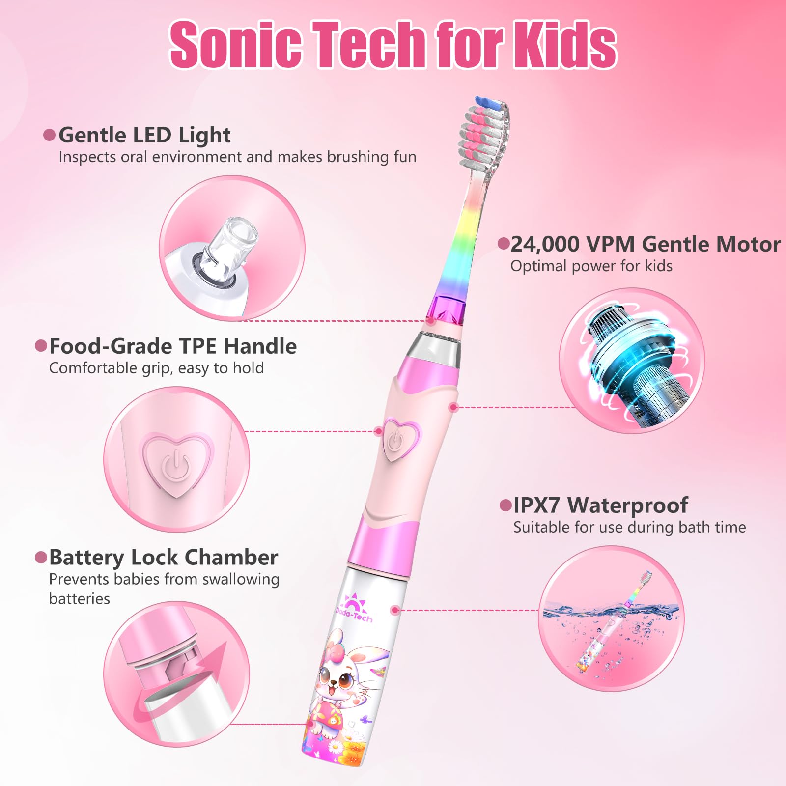 Soft bristles with 0.127 mm diameter and rounded tips