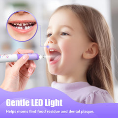 Rainbow LED light mode and giraffe-shaped handle for kids