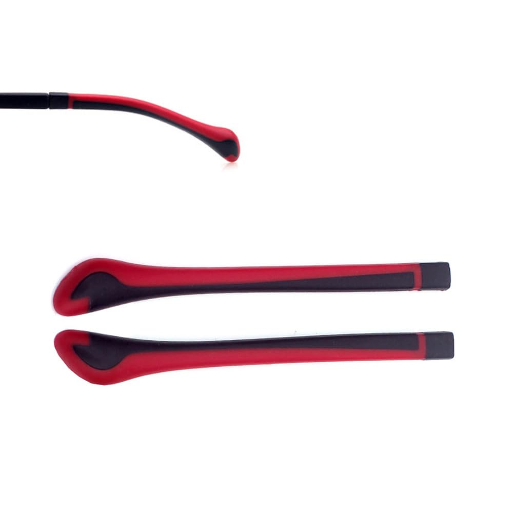 Close-up view of kids eyeglass end tips ear sock tube in rubber material