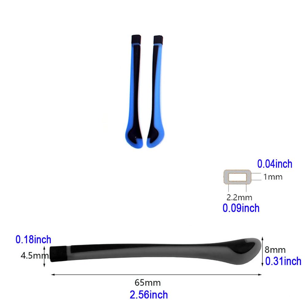 Close-up of rubber end tips for kids' glasses showing inner hole