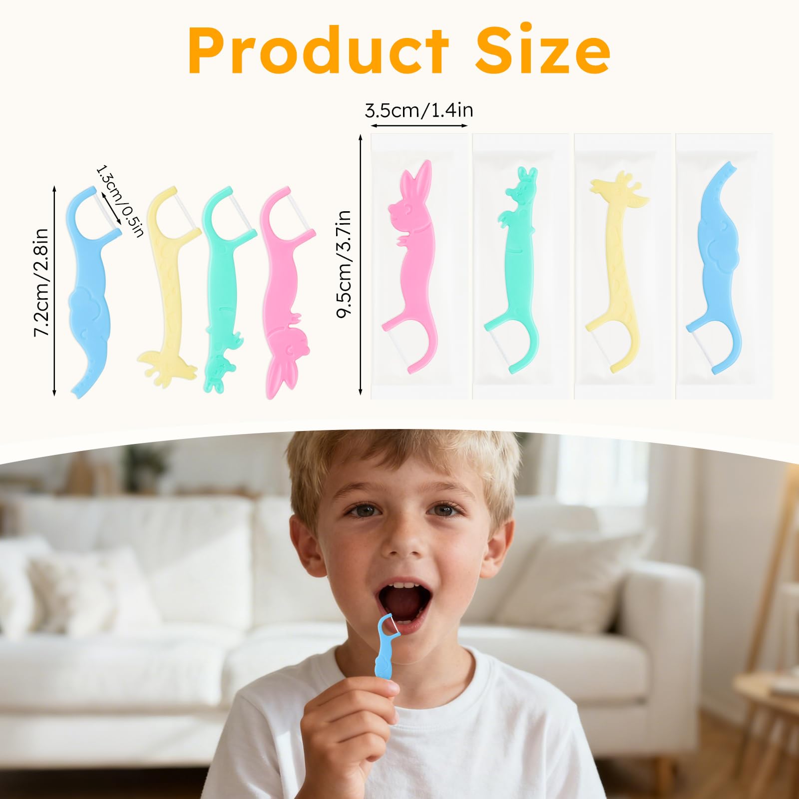 Blue bear-shaped kids floss pick