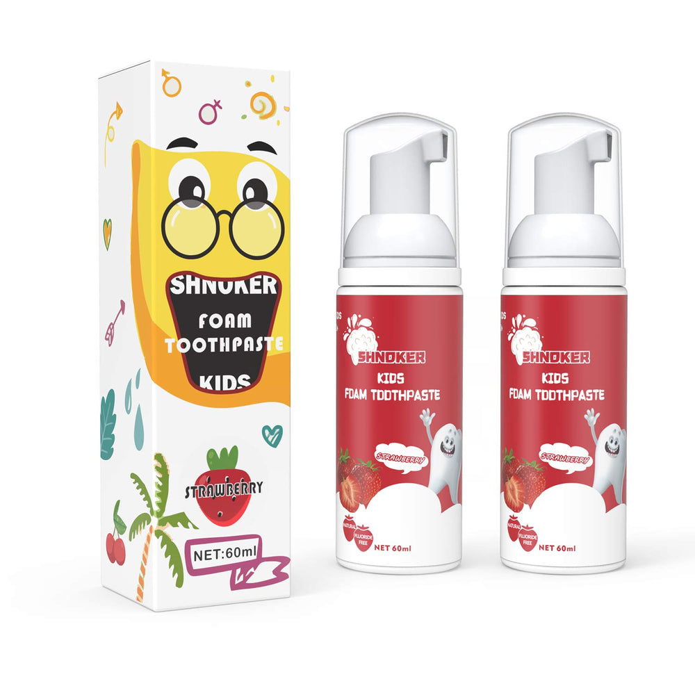 Kids strawberry-flavored fluoride-free toothpaste bottle 60ml in a 2-pack
