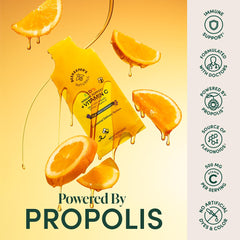 Single-dose sachet of Kid's Immune Liposomal Vitamin C being prepared for a child.