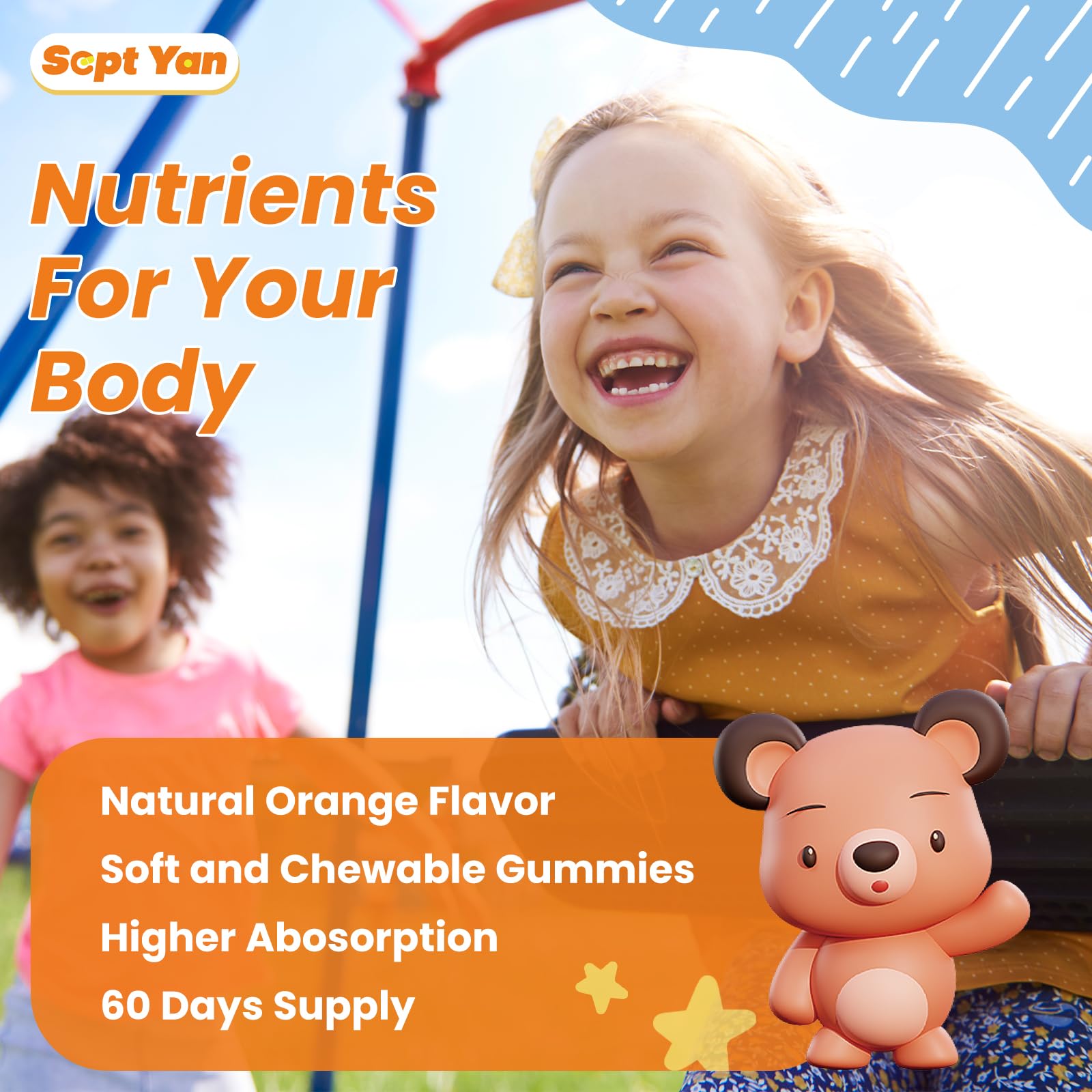 Sugar-free gummies bottle with orange label