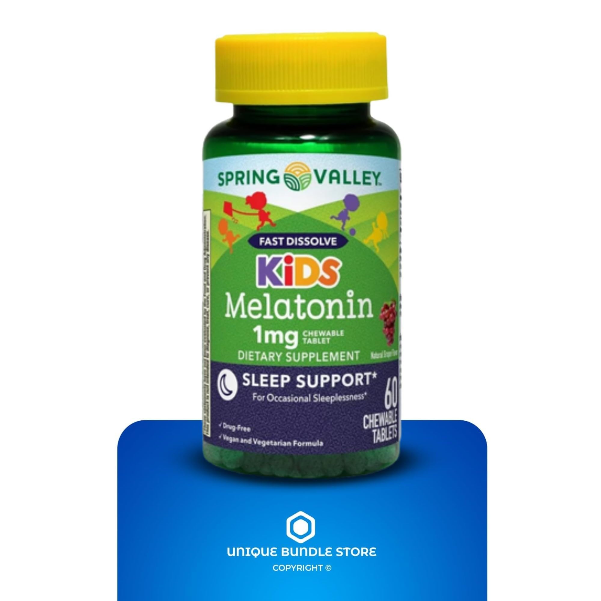 Back view of melatonin chewables box showing nutrition and ingredients