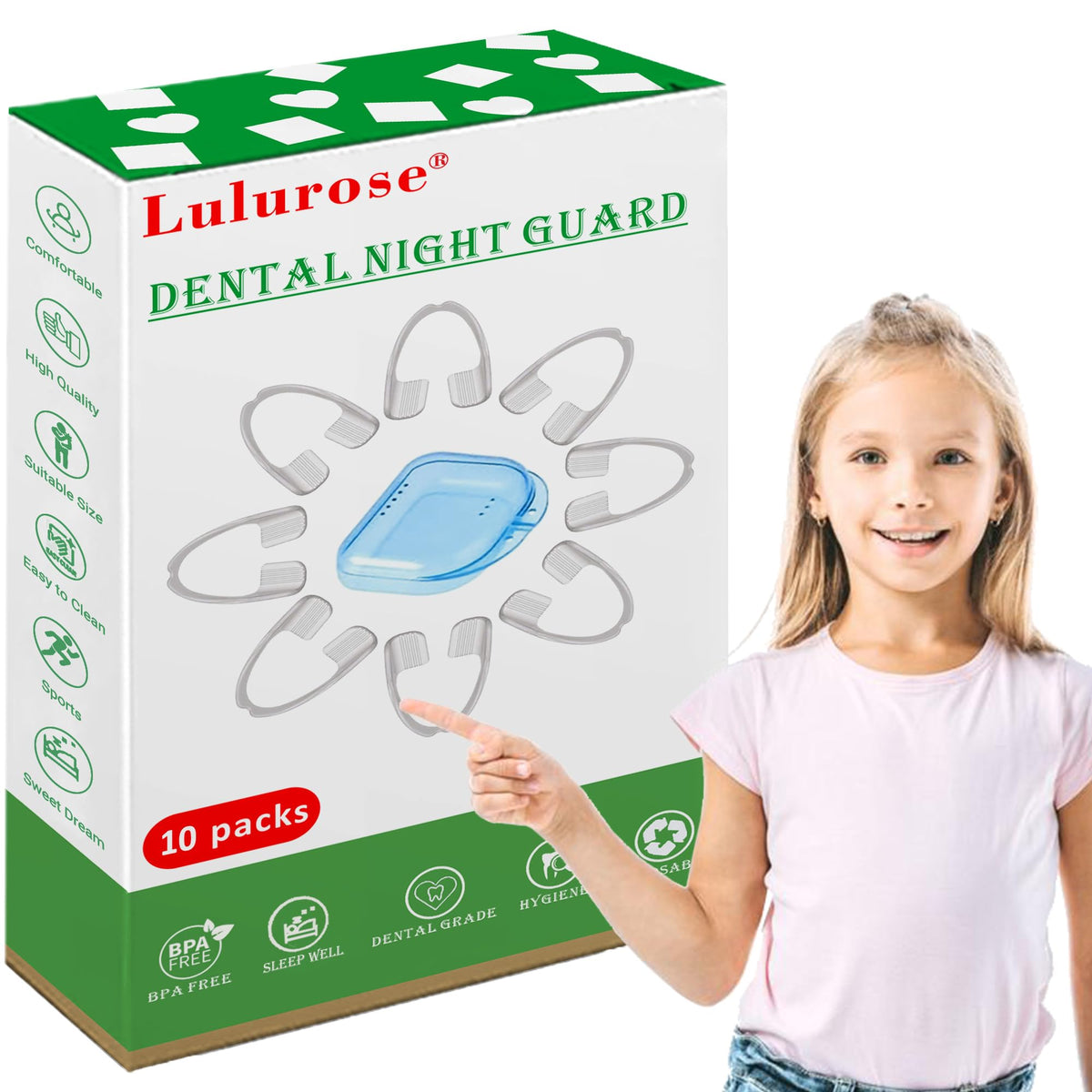 Close-up of kids mouth guard designed to reduce grinding and clenching
