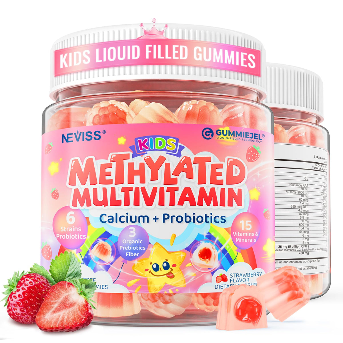 Neviss Kids Multivitamin Gummies bottle label on white background