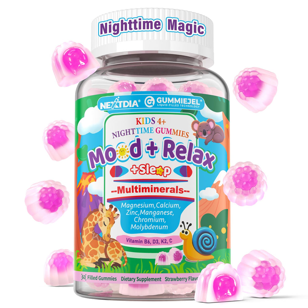 Bottle label for Kids Nighttime Multimineral Gummies with No Melatonin
