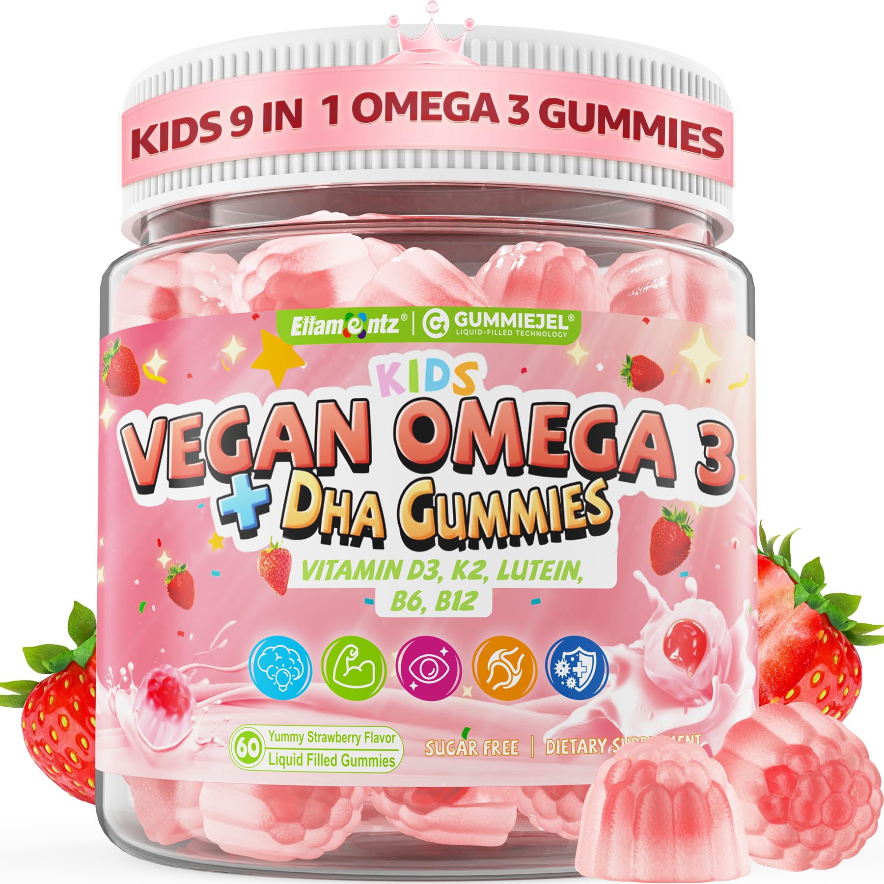 Kids Omega-3 Gummies for ages 4+ bottle with DHA and vitamins