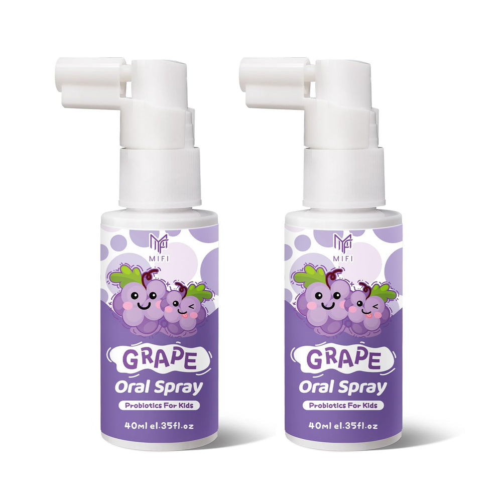 Front view of Kids Oral Spray 2 pack grape flavor