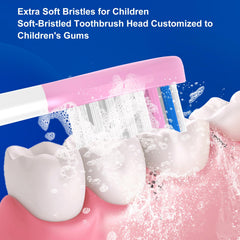 W-shaped design for deep cleaning on kids teeth