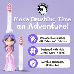 Toothbrush with replaceable head for kids ages 2-10