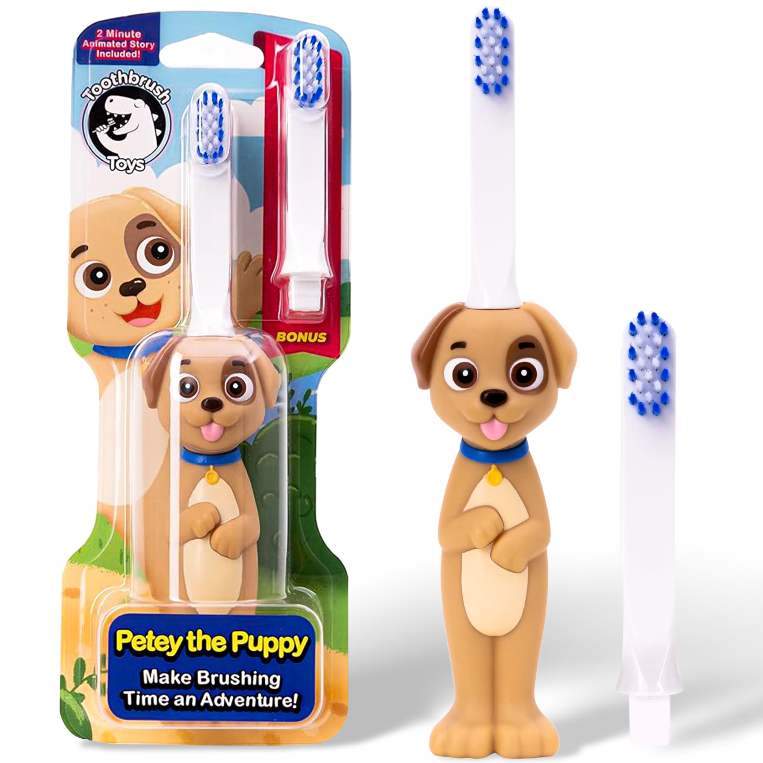 Kids soft puppy toothbrush design for ages 2+ with gentle bristles