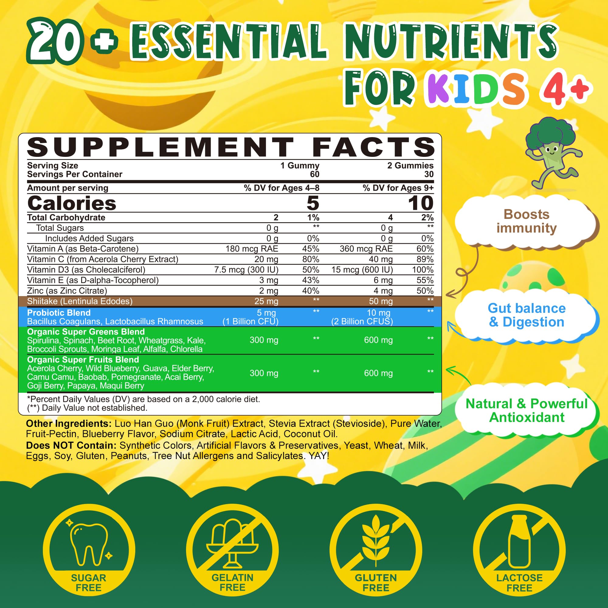 Close-up of spirulina and spinach ingredients on label
