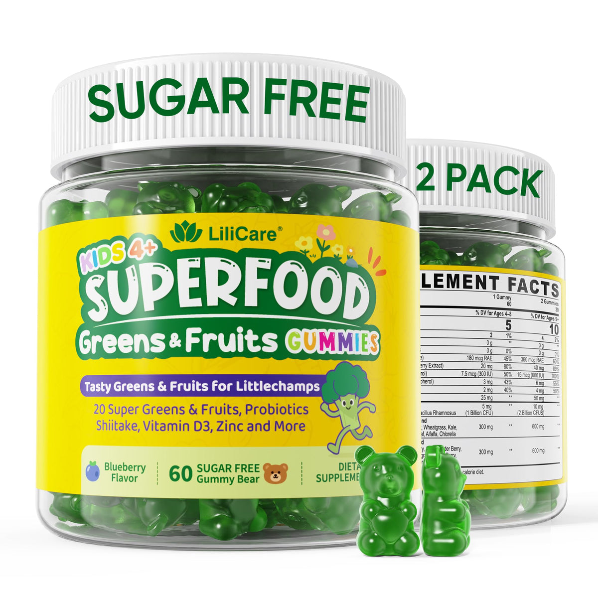 Two-pack Kids Super Greens Gummies box