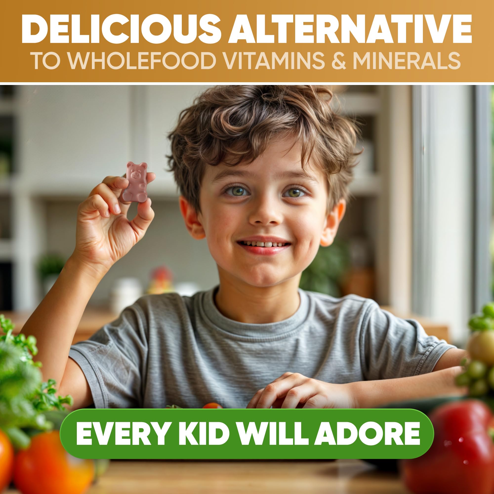 Multivitamin gummies suitable for kids, teens and adults