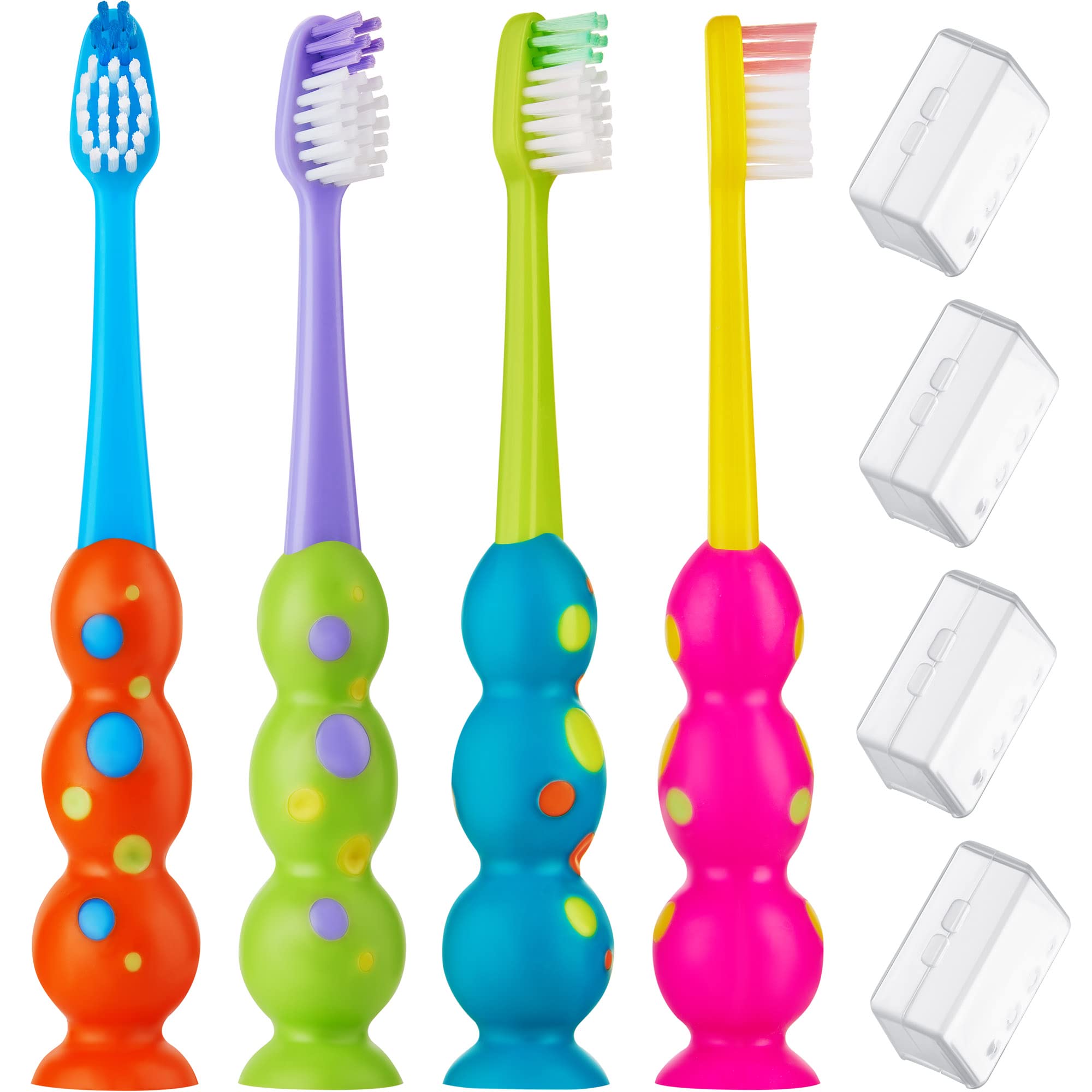 Front view of Kids Toothbrush 4 Pack in multiple colors