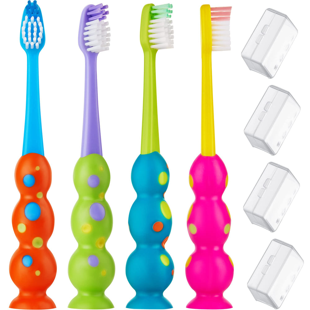 Front view of Kids Toothbrush 4 Pack in multiple colors