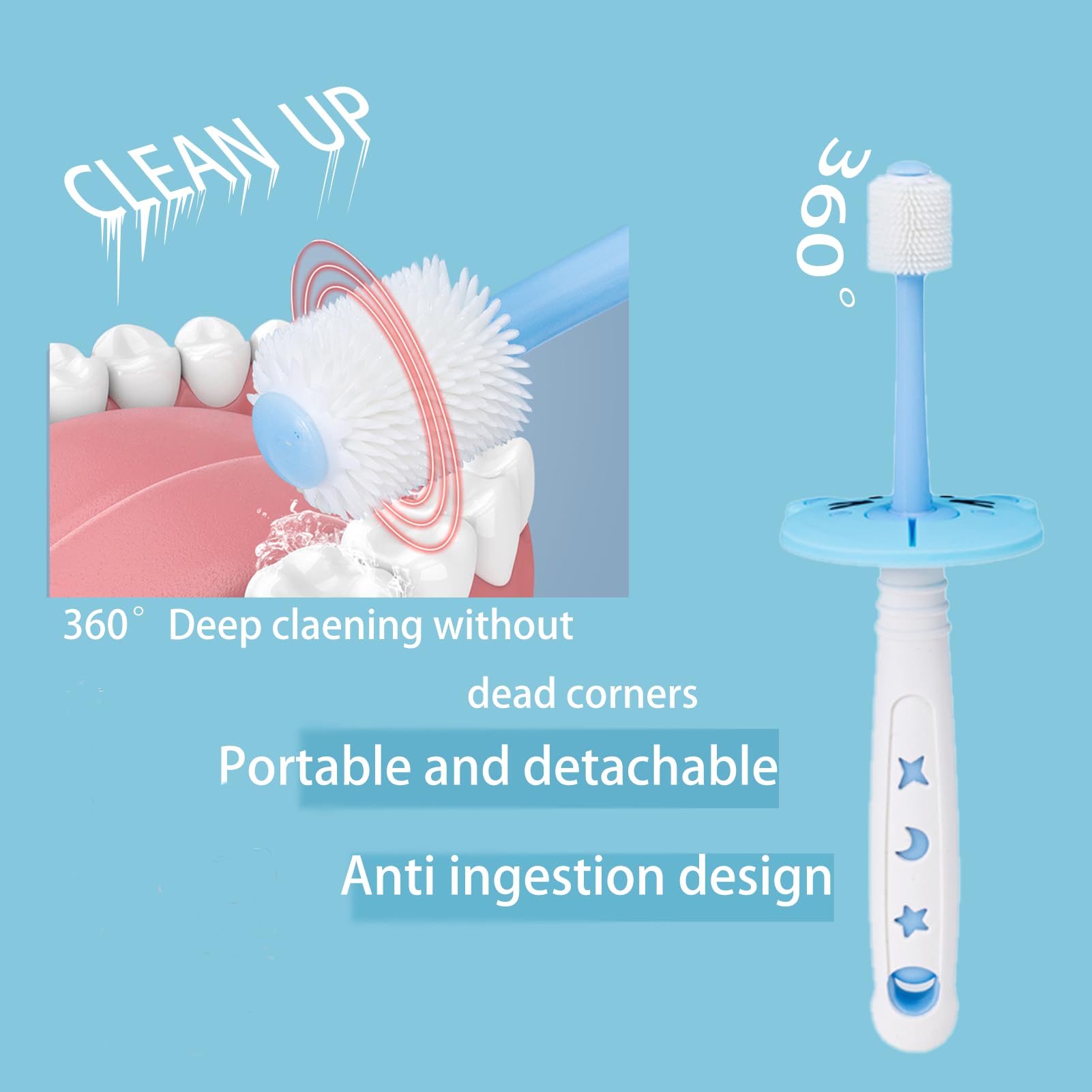 Baby toothbrush with ultra-soft bristles and built-in tongue cleaner