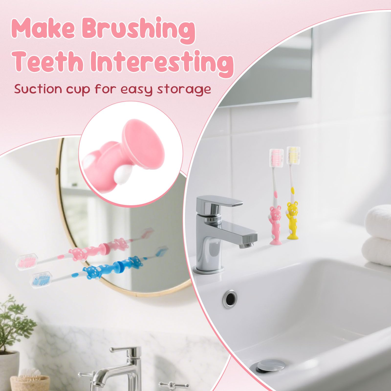 Toothbrush with suction cup base standing on a smooth surface