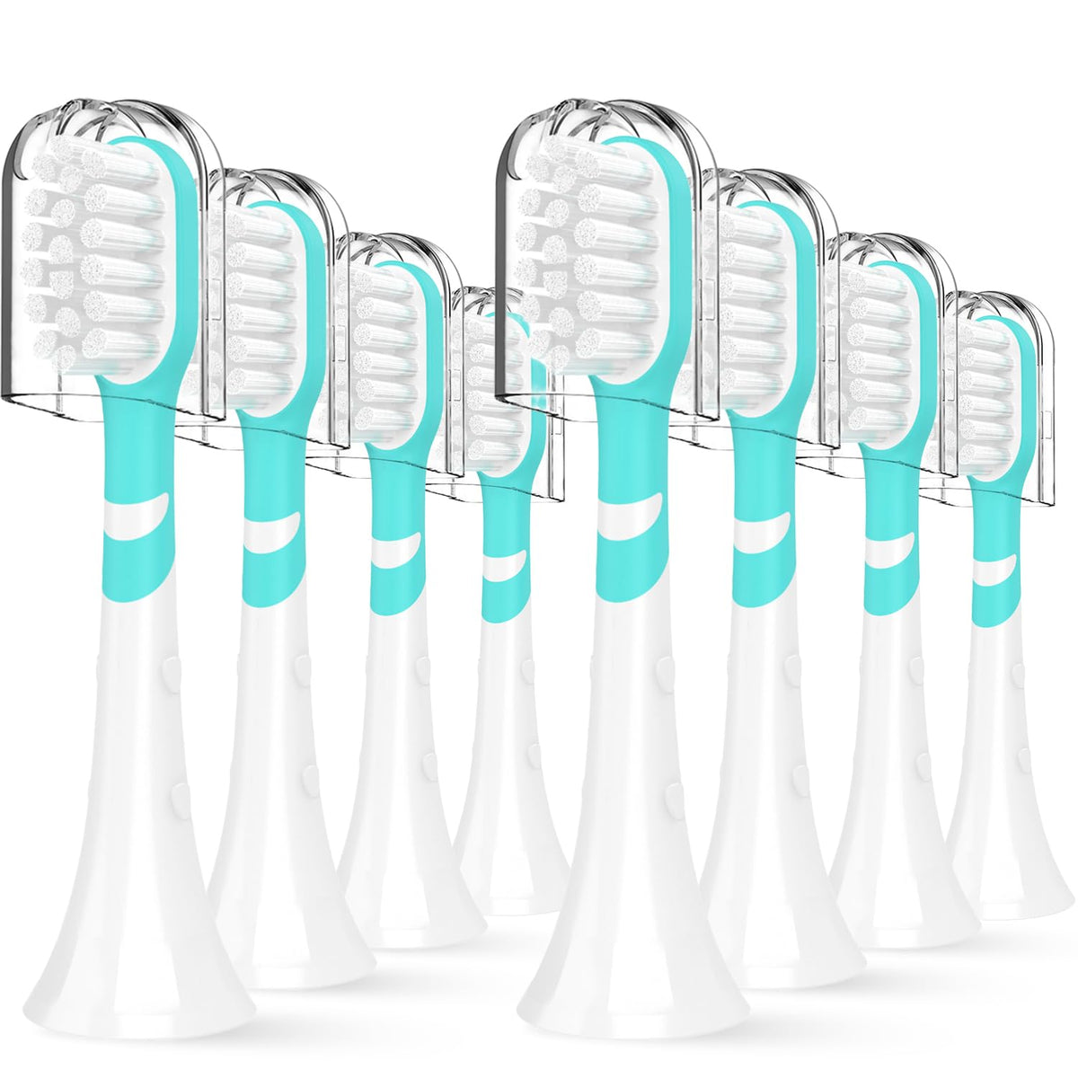 Green mini kids toothbrush head with cap, compatible with Philips Sonicare