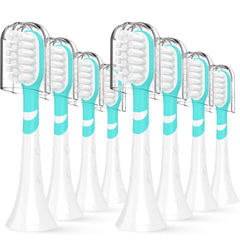 Green mini kids toothbrush head with cap, compatible with Philips Sonicare
