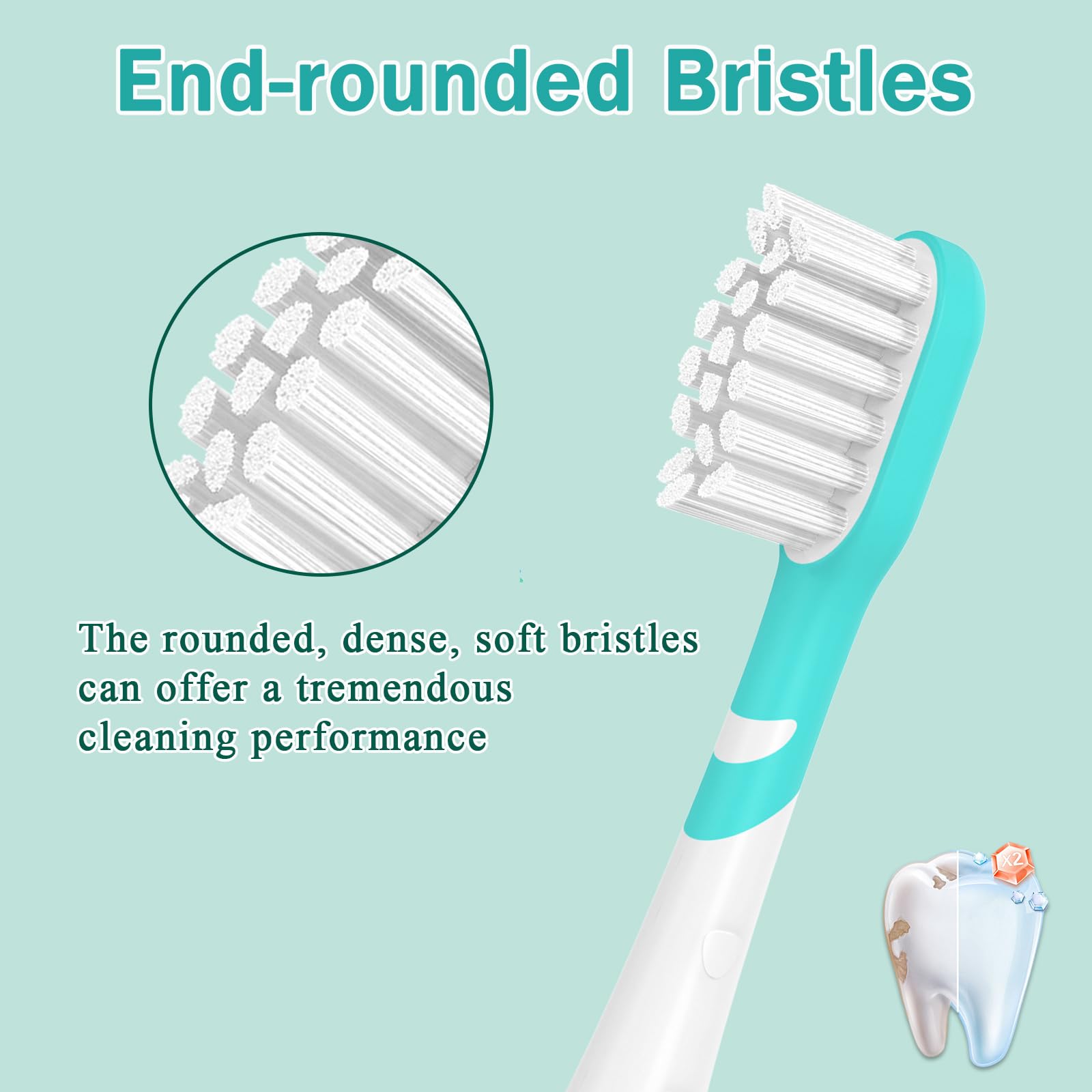 Back rubber-coated design to protect gums on kids toothbrush head