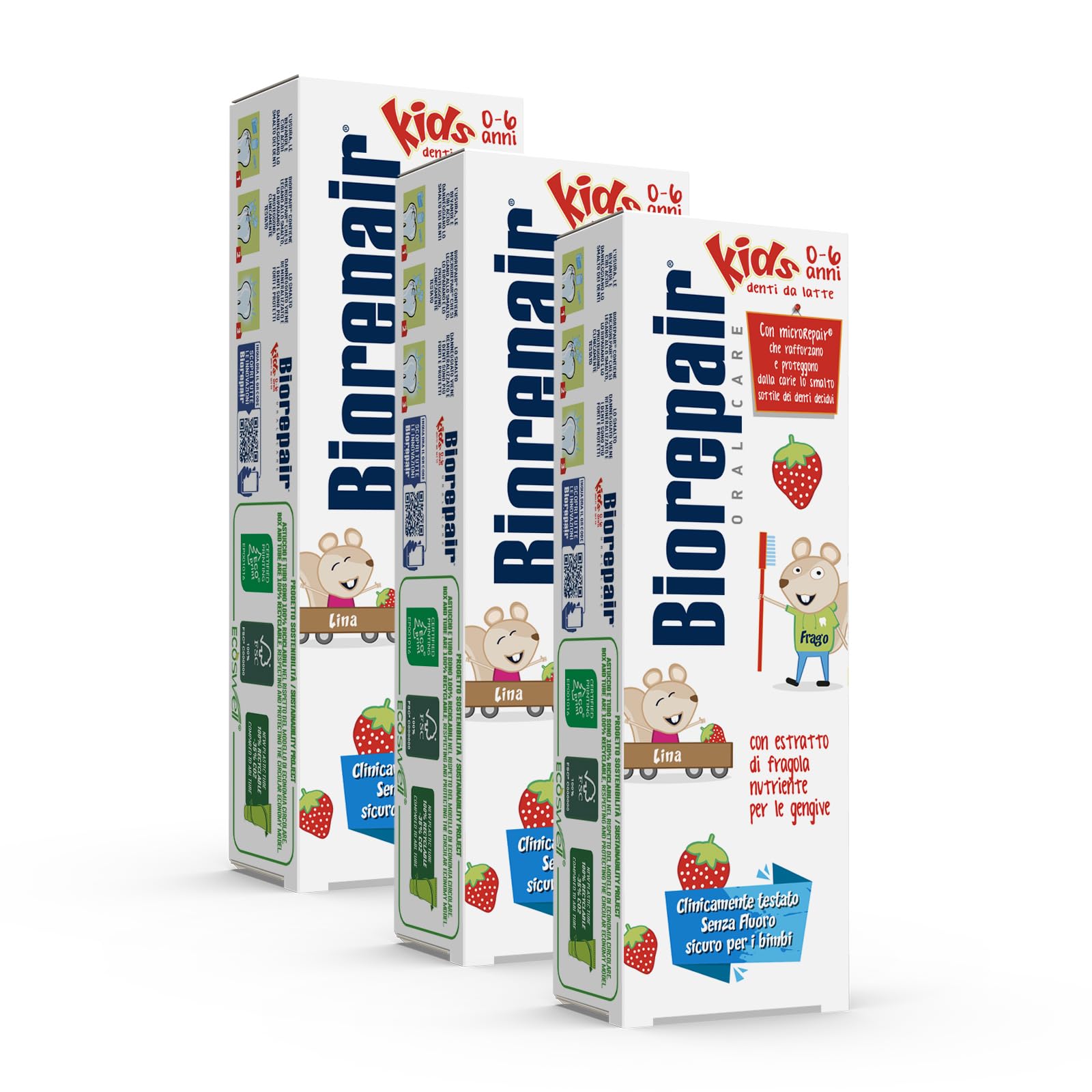 Front view of fluoride-free kids toothpaste box (0-6 years)