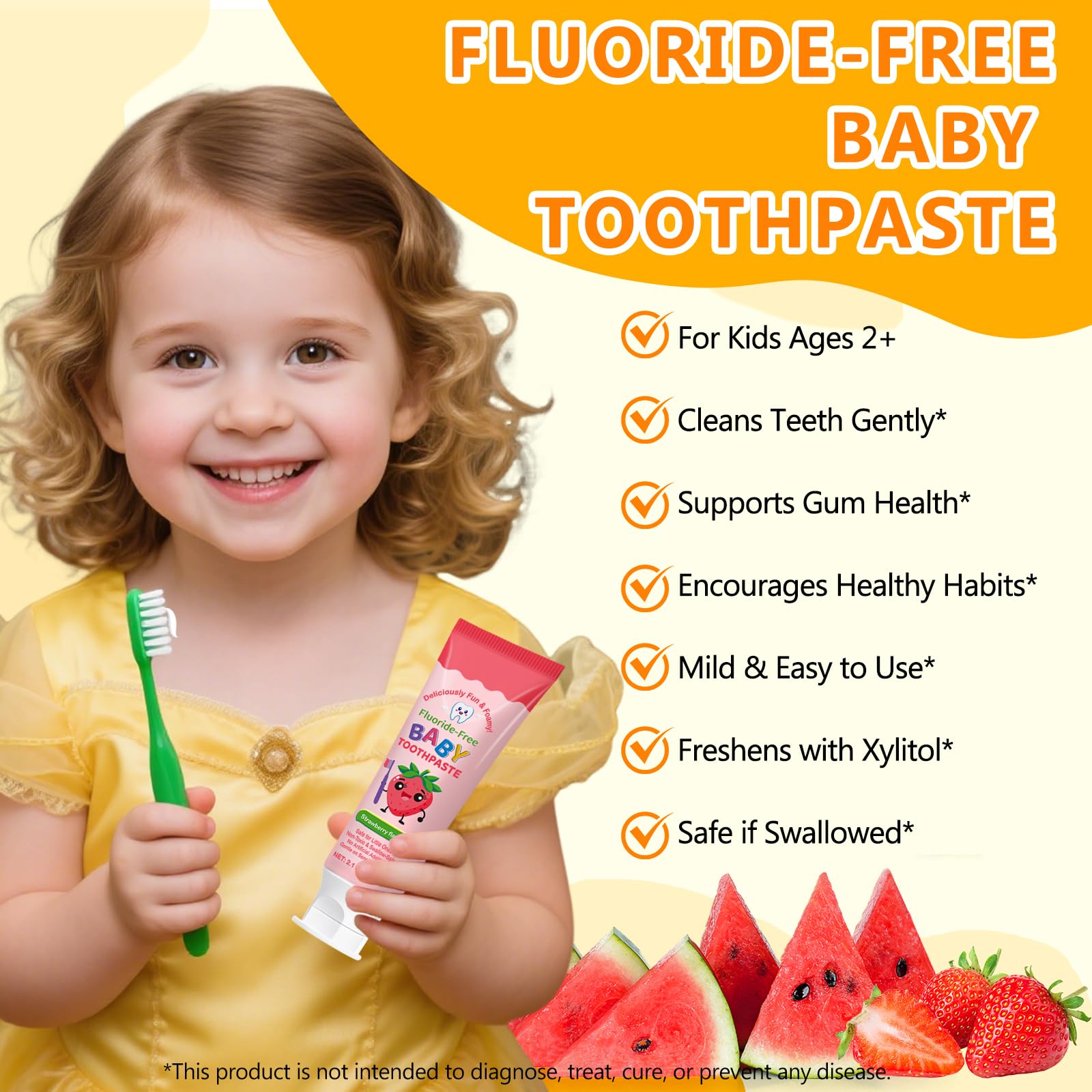 Strawberry flavored kids toothpaste