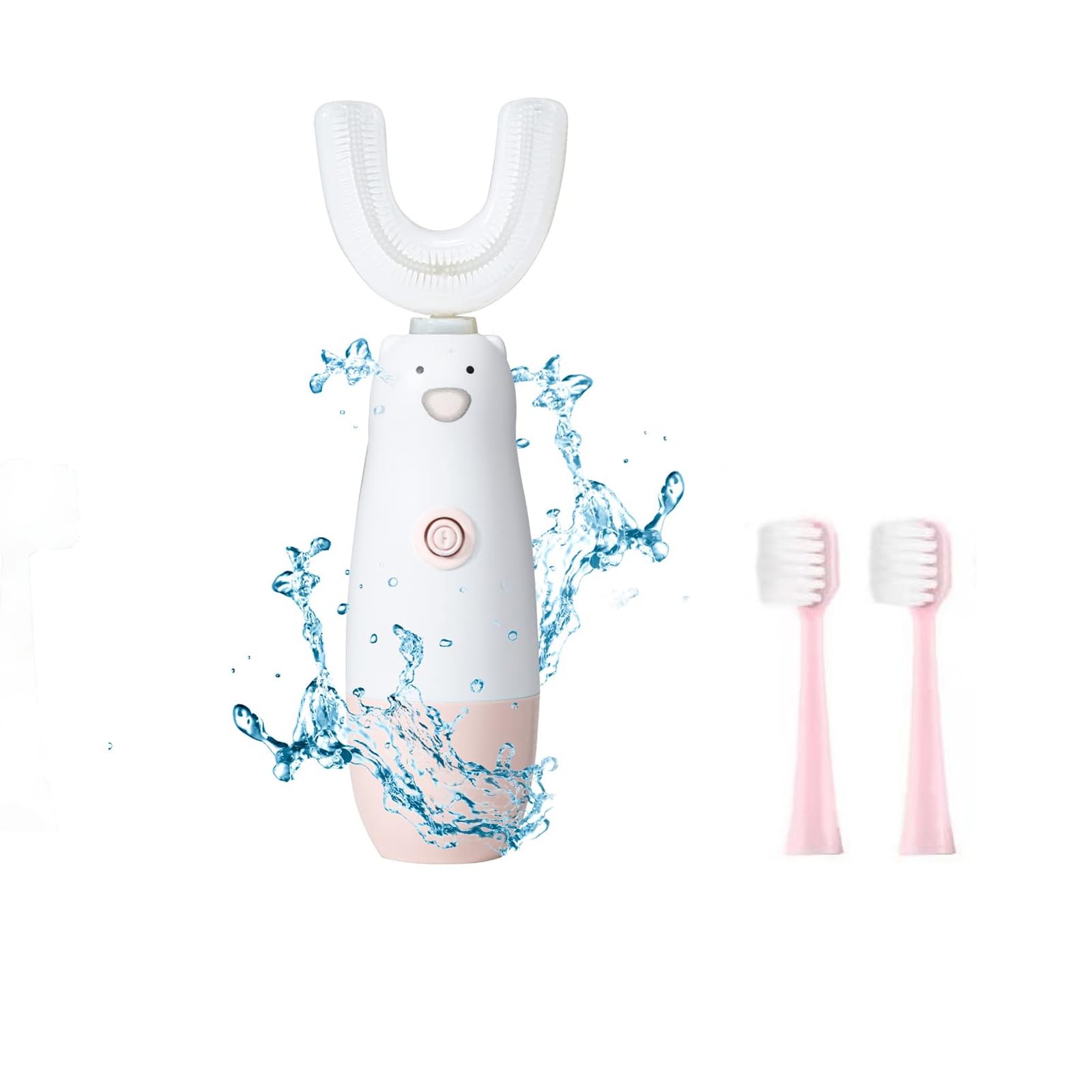 Pink kids U-shaped electric toothbrush for ages 2-7
