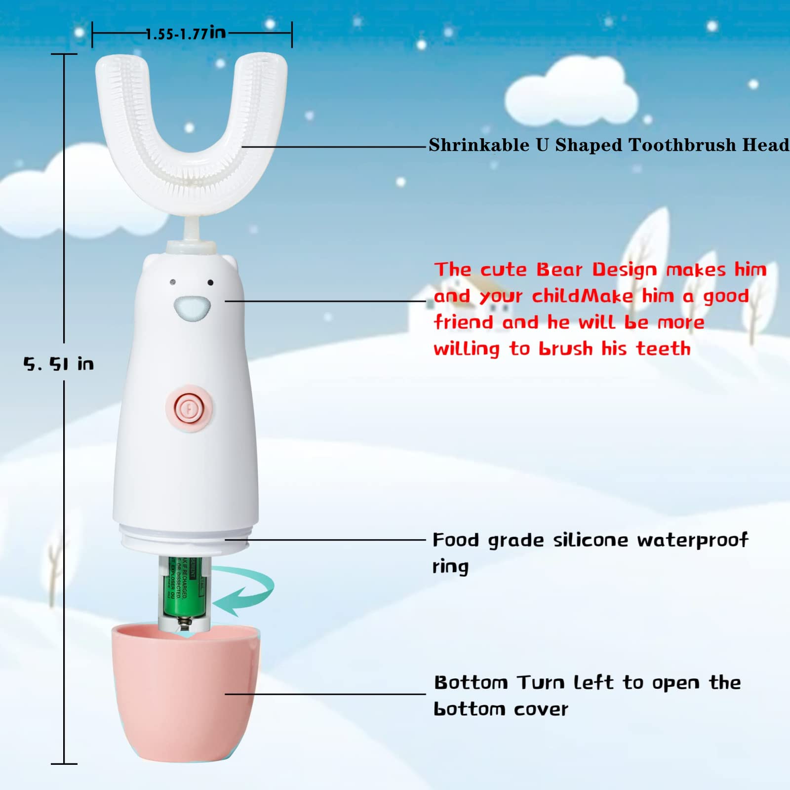 Toothbrush with battery included and packaging