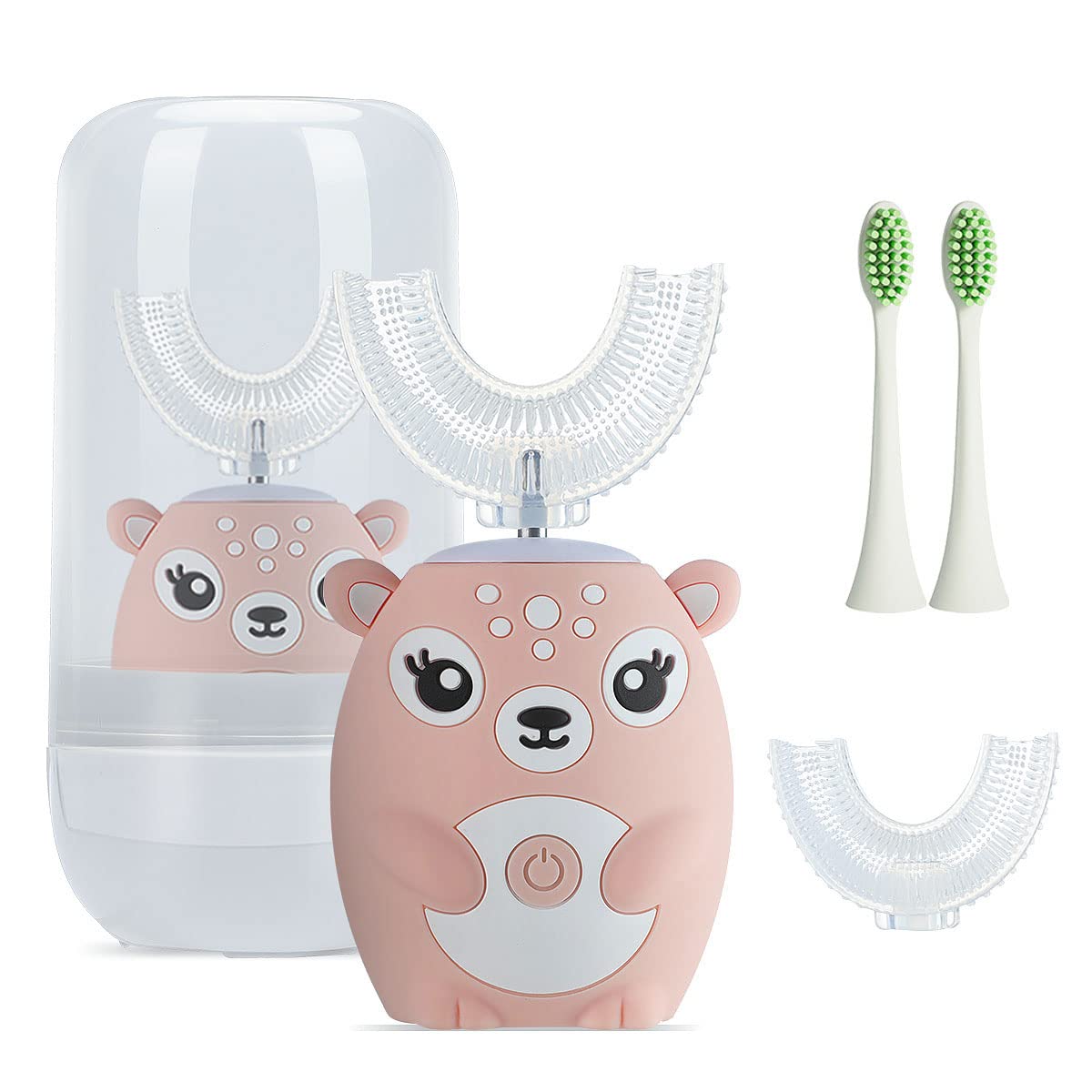 Kid-friendly U-shaped sonic electric toothbrush with cartoon deer design