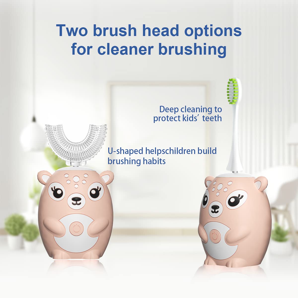 Includes four interchangeable brush heads for kids