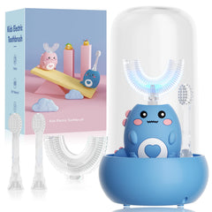 Kids U shaped electric toothbrush with four brush heads