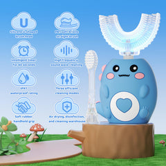 Close up of U shaped silicone brush head for kids