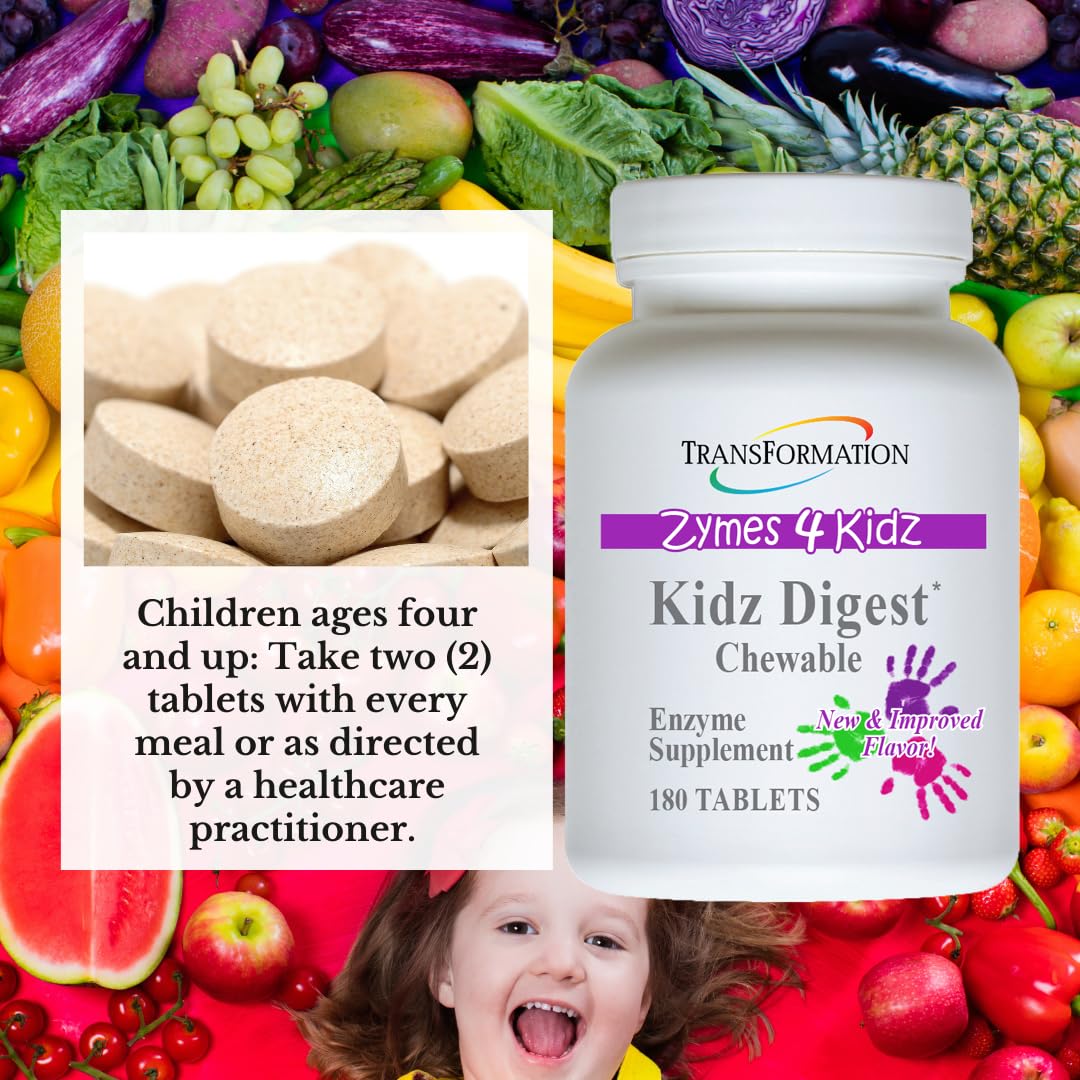 Berry-flavored Kidz Digestive Enzyme Chewables tablets for kids