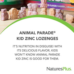 Close-up of animal-shaped KidZinc Tangerine lozenges
