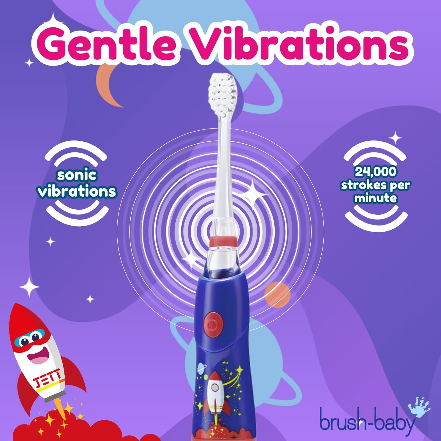 Suction base feature on KidzSonic Rocket toothbrush