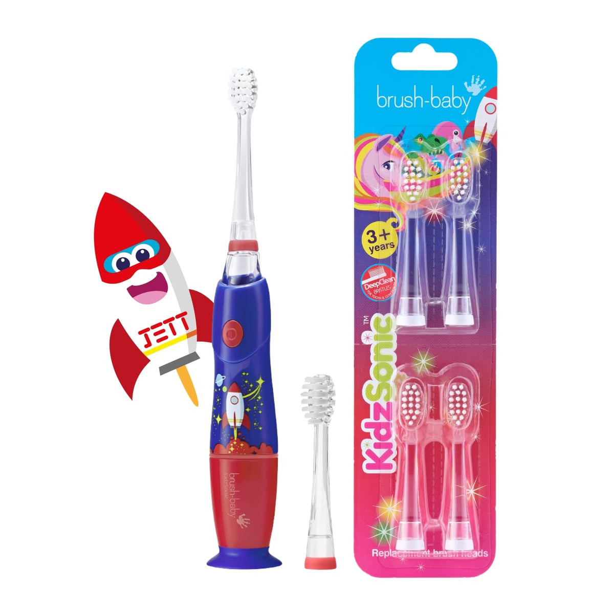 KidzSonic Rocket toothbrush for kids 3+ front view